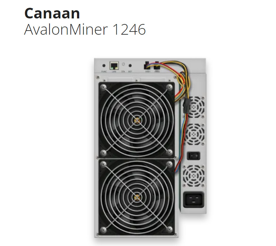 Avalon Miner 1246 Mijnwerker 331 X 195 X 292mm van 87T 3420W BTC Bitcoin Asic Bitcoin-Mijnwerker Asic